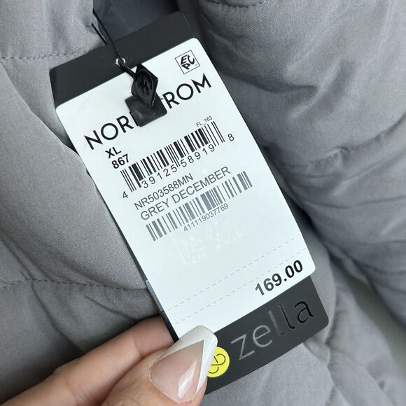 ZELLA Quilted Puffer Coat Jacket Women's Size XL Gray Winter Longline NEW $169 - Picture 8 of 9